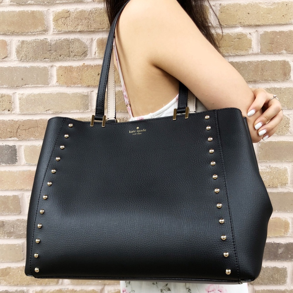 Kate Spade Black Tote Large Sanders Place Romulo Studded